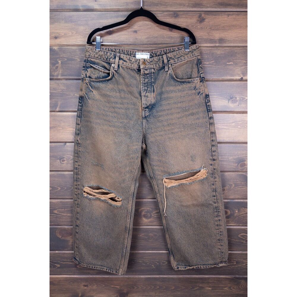 Free People We The Free Deep Trance Boyfriend Jeans Size 31 Distressed Brown